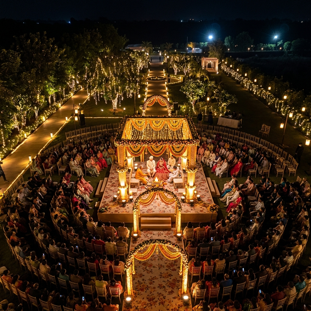 Aerial wedding mandap